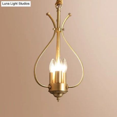 Classic 4-Light Gold Candle Chandelier - Dining Room Pendant Lighting With Metal
