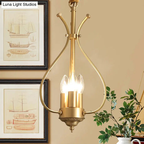 Classic 4-Light Gold Candle Chandelier - Dining Room Pendant Lighting With Metal