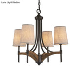 Classic 4-Light Metal Chandelier Candelabra In Black - Pendant Lighting For Living Room With/Without