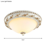 Classic Beige Opaline Glass Flushmount Light For Kitchen - 2/3 Bulbs Half - Sphere Shape