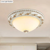 Classic Beige Opaline Glass Flushmount Light For Kitchen - 2/3 Bulbs Half - Sphere Shape