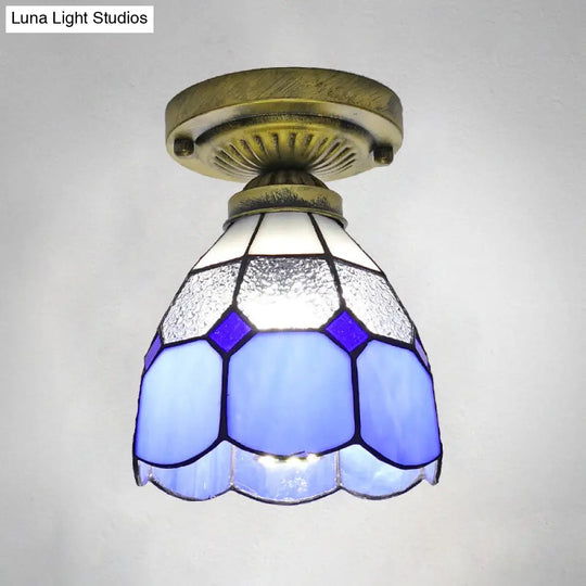Classic Bell Shade Glass Semi Flush Ceiling Light - 1 Head Mount Clear / 6