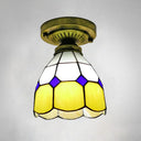 Classic Bell Shade Glass Semi Flush Ceiling Light - 1 Head Mount Yellow / 6’