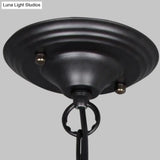 Classic Black Swirled Arm Pendant Chandelier 5/6 Lights Metal Fixture For Living Room Ceiling