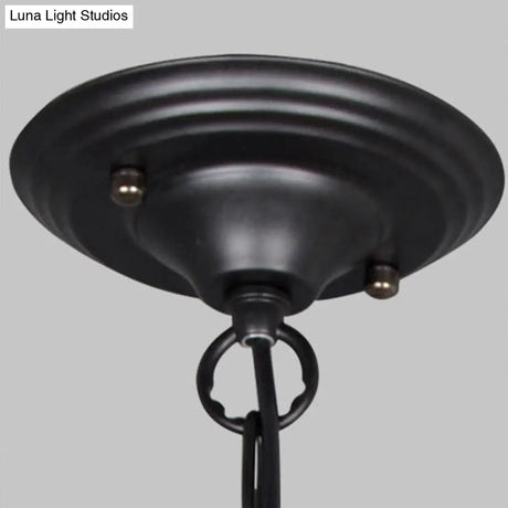 Classic Black Swirled Arm Pendant Chandelier 5/6 Lights Metal Fixture For Living Room Ceiling