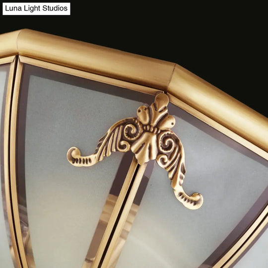 Classic Brass Flushmount Ceiling Light With Inverted Glass Shade