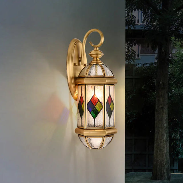 Classic Brass Wall Sconce With Ripple Glass And Gold Capsule Light