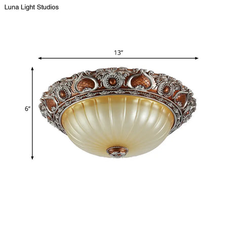 Classic Brown Pleated Flush Mount Ceiling Fixture 2/3 Light 13’/17’/19.5’ Wide