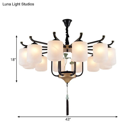 Classic Caged Hanging Chandelier - 6/8/10 Lights Black Metal Pendant Lighting Fixture