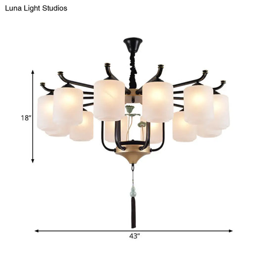 Classic Caged Hanging Chandelier - 6/8/10 Lights Black Metal Pendant Lighting Fixture