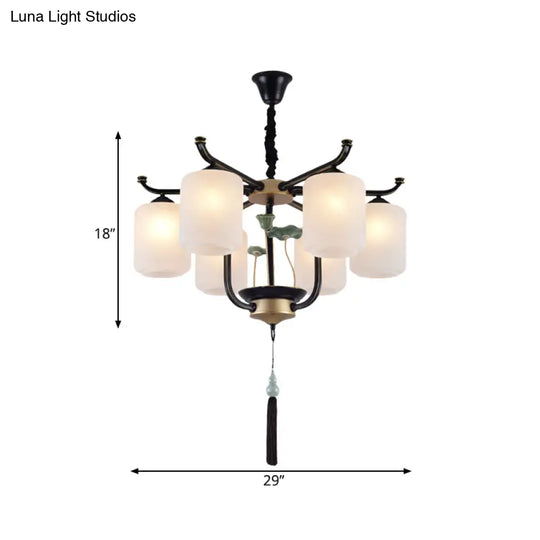Classic Caged Hanging Chandelier - 6/8/10 Lights Black Metal Pendant Lighting Fixture