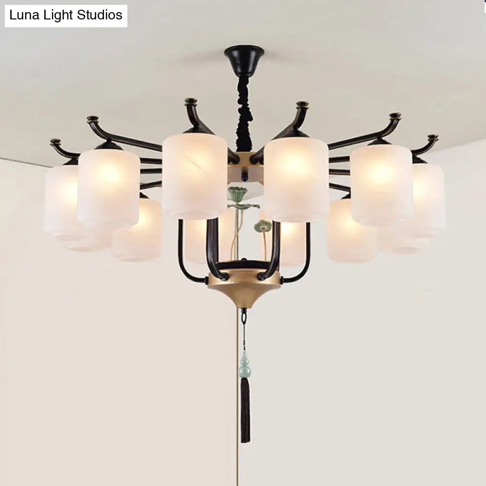 Classic Caged Hanging Chandelier - 6/8/10 Lights Black Metal Pendant Lighting Fixture