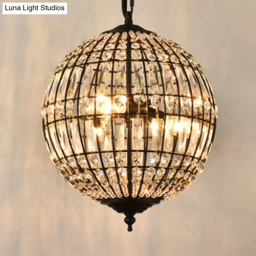 Classic Clear Crystal Sphere Pendant Chandelier For Dining Room Down Lighting