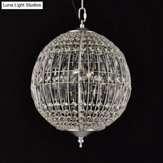 Classic Clear Crystal Sphere Pendant Chandelier For Dining Room Down Lighting