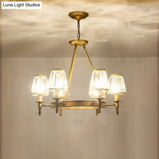 Classic Cone Crystal Prism Chandelier For Living Room Ceiling