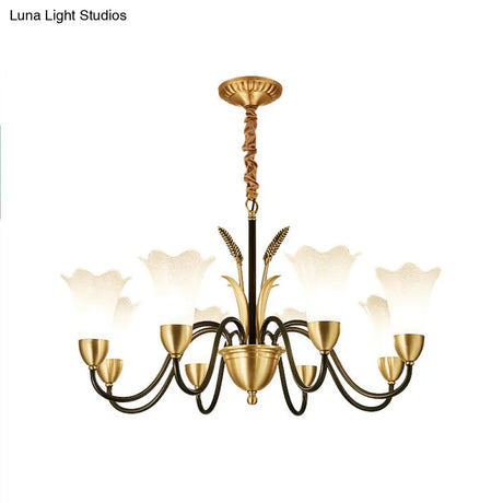 Classic Cream Frosted Glass Gold Pendant Chandelier For Dining Room Ambiance