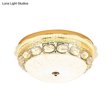 Classic Crystal Bowl Flush Ceiling Light - Led Mount Fixture White 16’/19.5’ Wide Bedroom Lighting