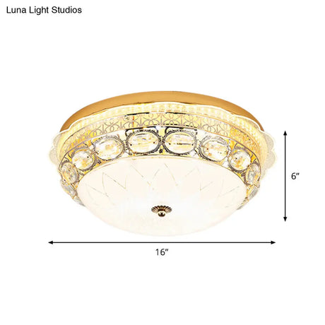 Classic Crystal Bowl Flush Ceiling Light - Led Mount Fixture White 16’/19.5’ Wide Bedroom Lighting