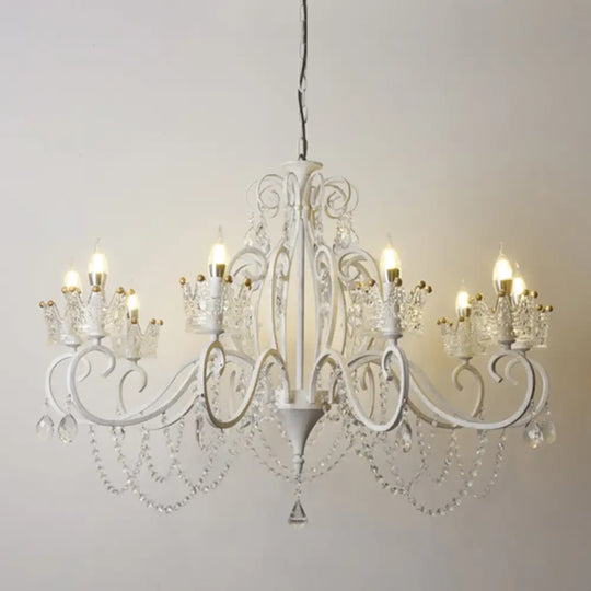 Classic Crystal Chandelier Pendant Light With Metallic Candlestick White / Large C
