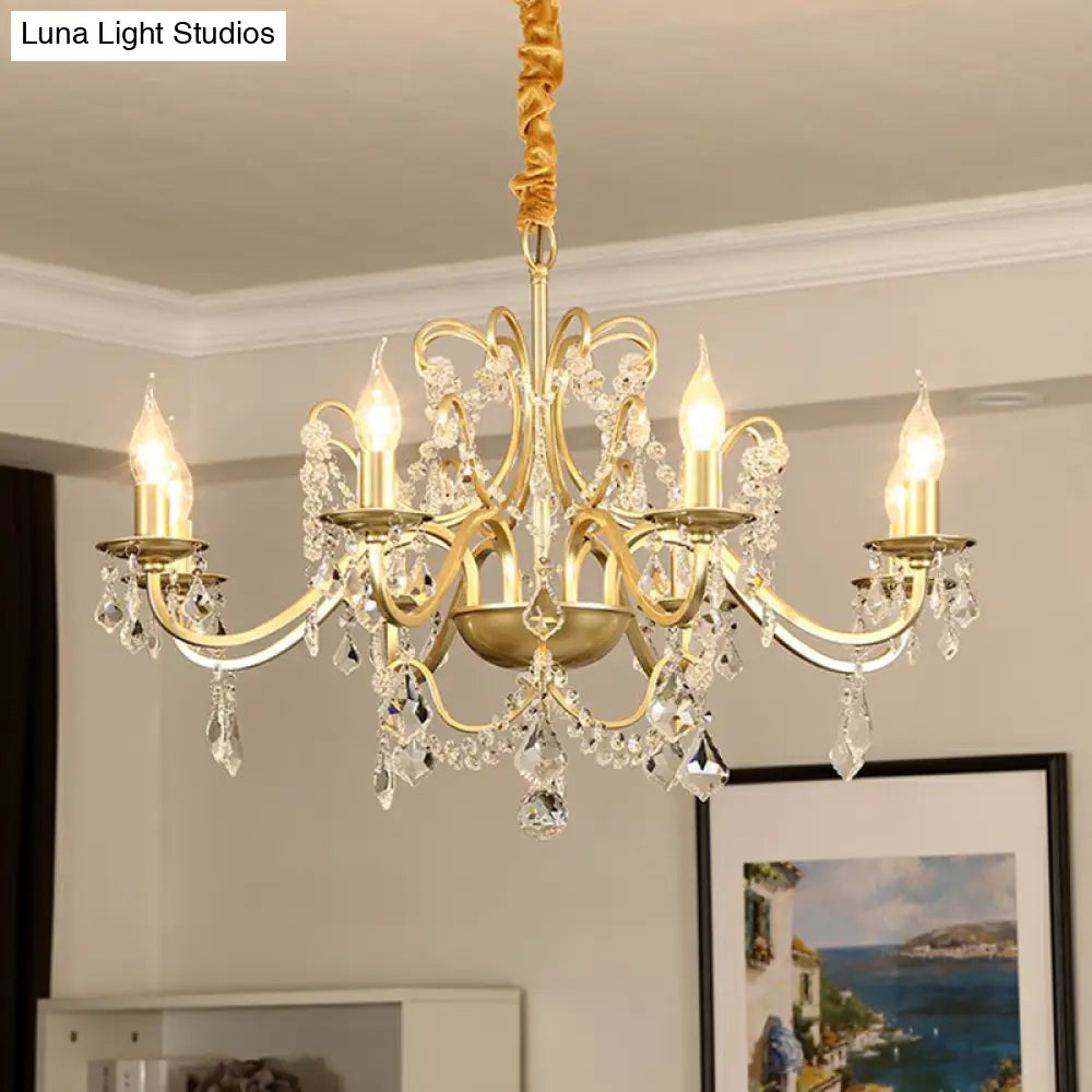 Classic Crystal Pendant Chandelier With Metal Gold Finish
