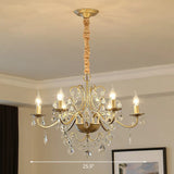 Classic Crystal Pendant Chandelier With Metal Gold Finish 6 / Shadeless