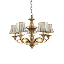 Classic Curved Frosted Glass Chandelier Light In Polished Brass - 5/6/8 Lights Small/Medium/Large