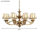 Classic Curved Frosted Glass Chandelier Light In Polished Brass - 5/6/8 Lights Small/Medium/Large