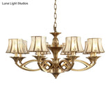Classic Curved Frosted Glass Chandelier Light In Polished Brass - 5/6/8 Lights Small/Medium/Large