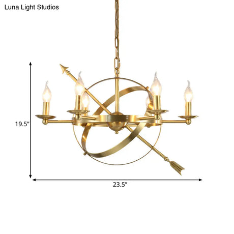 Classic Gold 6-Light Pendant Chandelier - Elegant Candle-Style Hanging Light