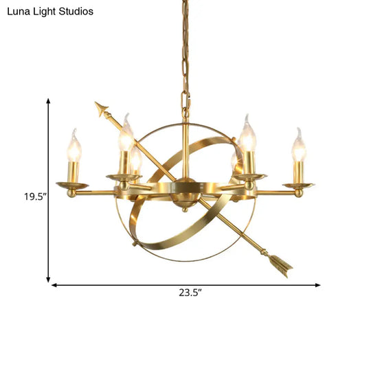 Classic Gold 6-Light Pendant Chandelier - Elegant Candle-Style Hanging Light