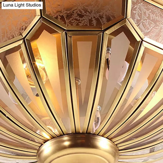 Classic Gold Bedroom Flush Mount Lamp With Frosted Glass Shade And Multiple Lights (18’/21’/23.5’)