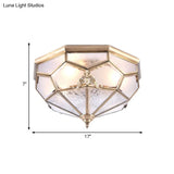 Classic Gold Bowl Frosted Glass Pane Flush Ceiling Light With 3/4/6 Lights - Bedroom Mount Lamp