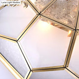 Classic Gold Bowl Frosted Glass Pane Flush Ceiling Light With 3/4/6 Lights - Bedroom Mount Lamp
