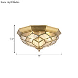 Classic Gold Flush Mount Ceiling Light With Prismatic Glass – 3/5 Lights 18’/21.5’ For Bedroom