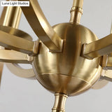 Classic Gold Pendant Chandelier - 8-Light Metal Hanging Light For Living Room