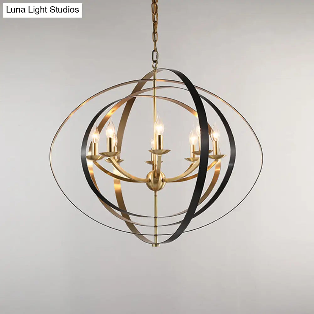 Classic Gold Pendant Chandelier - 8-Light Metal Hanging Light For Living Room