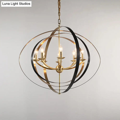 Classic Gold Pendant Chandelier - 8-Light Metal Hanging Light For Living Room