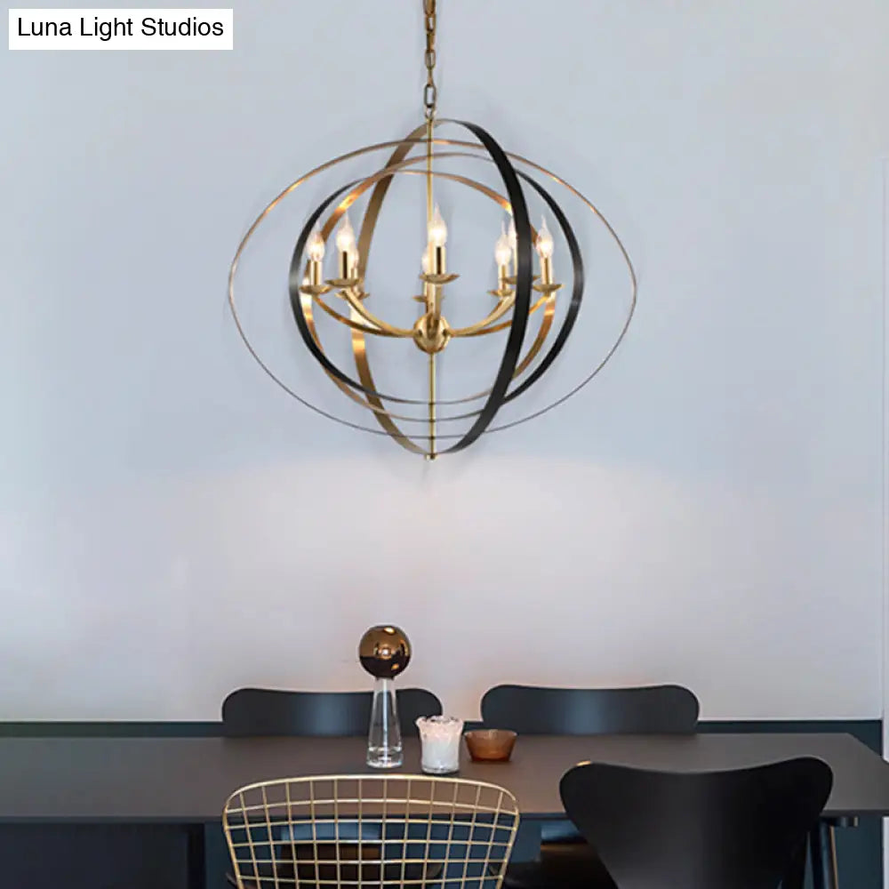 Classic Gold Pendant Chandelier - 8-Light Metal Hanging Light For Living Room