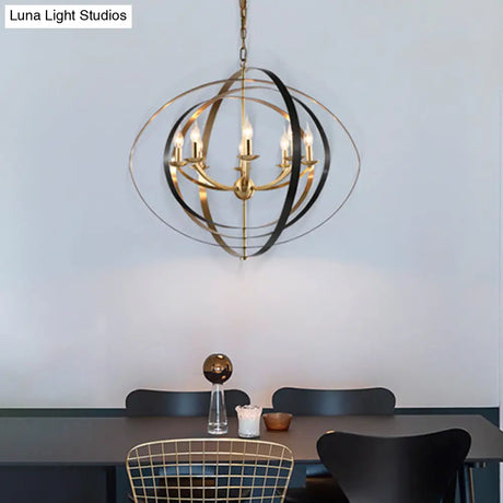 Classic Gold Pendant Chandelier - 8-Light Metal Hanging Light For Living Room