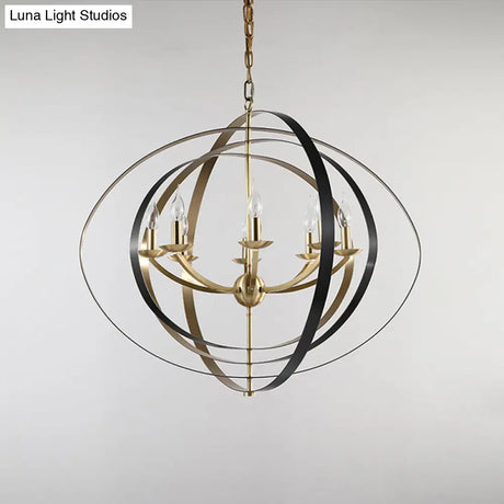 Classic Gold Pendant Chandelier - 8-Light Metal Hanging Light For Living Room