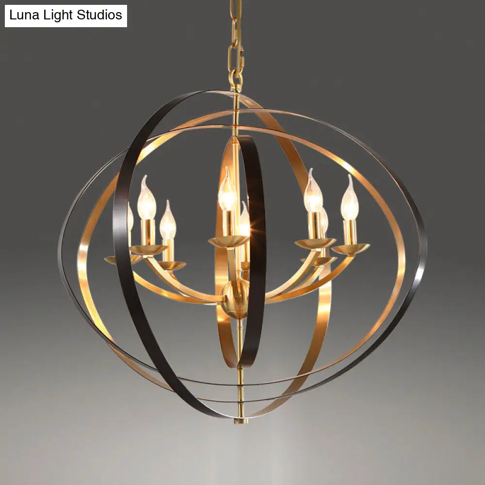 Classic Gold Pendant Chandelier - 8-Light Metal Hanging Light For Living Room