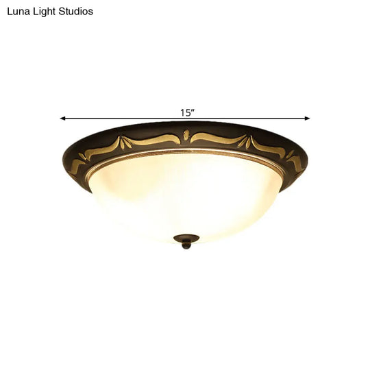 Classic Milk Glass Dome Ceiling Fixture - Led Brown Flush Mount Lighting (12.5/15 Width)