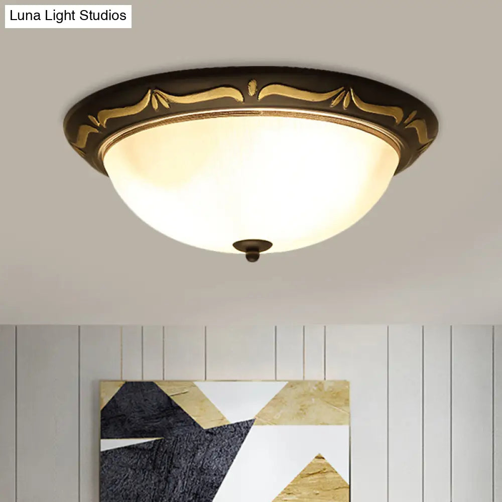 Classic Milk Glass Dome Ceiling Fixture - Led Brown Flush Mount Lighting (12.5’/15’ Width) / 12.5’