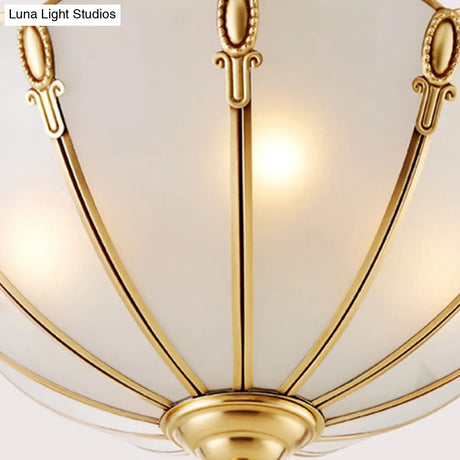 Classic Scallop Flush Mount Metal Ceiling Light Fixture In Brass For Bedroom - 17’/21’ Width