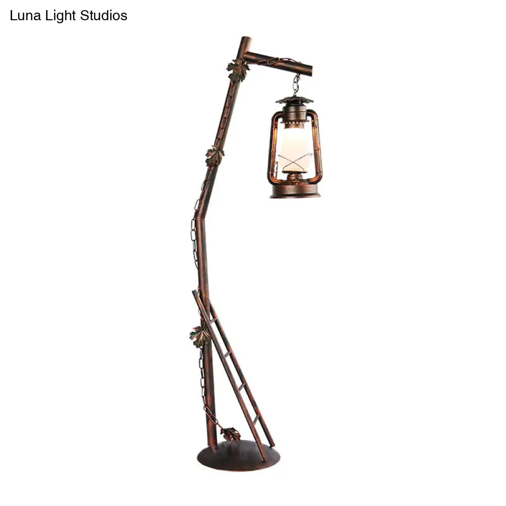 Classic Style Copper Crystal Floor Reading Lamp - Oil Shaped Standing Light 1-Light