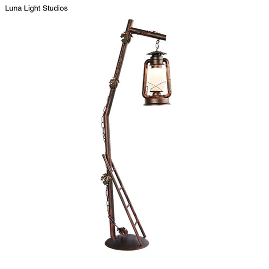 Classic Style Copper Crystal Floor Reading Lamp - Oil Shaped Standing Light 1-Light
