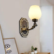 Classic Wall Sconce: 1-Head Cup-Like Design With Cream Glass Etching Black Mount And Mounted