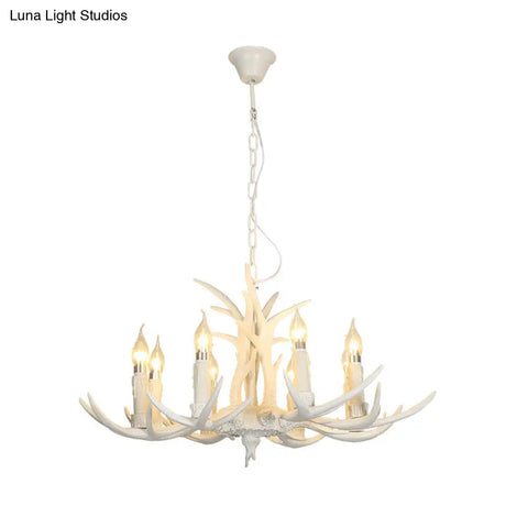 Classic White Deer Horn Resin Chandelier Pendant Light For Living Room