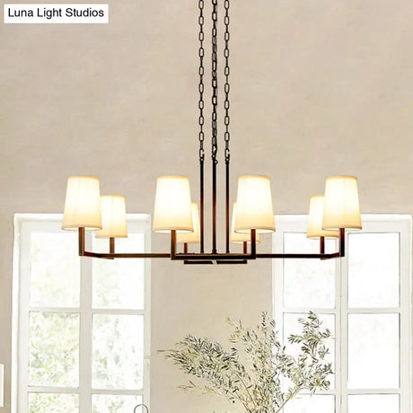 Classic White Hanging Chandelier With 6 Bulbs For Living Room Lighting