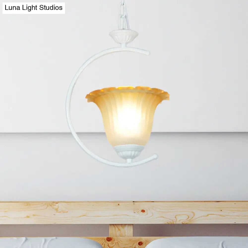 Classical Flared Pendant Light Fixture - White/Black Metal For Living Room Ceiling
